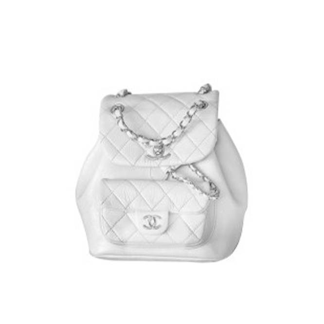 Ch*el backpack white gold hardware as1801 (15*18*14cm)